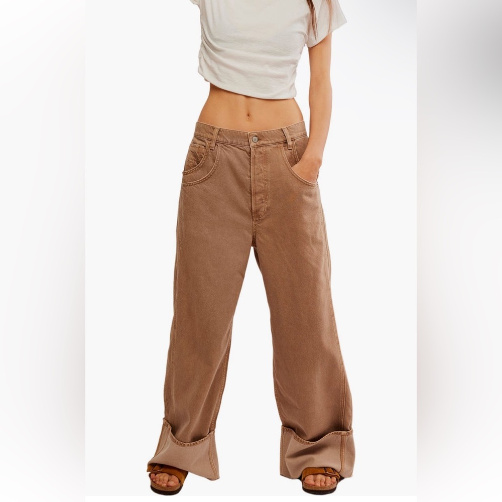 NWT $128 Free People Final Countdown Wide Leg Jeans Size 29 Color Tumbleweed - Picture 5 of 5